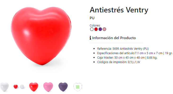 Pelota antiestrés de forma de corazón