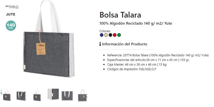 Bolsas combinadas de Yute y algodón