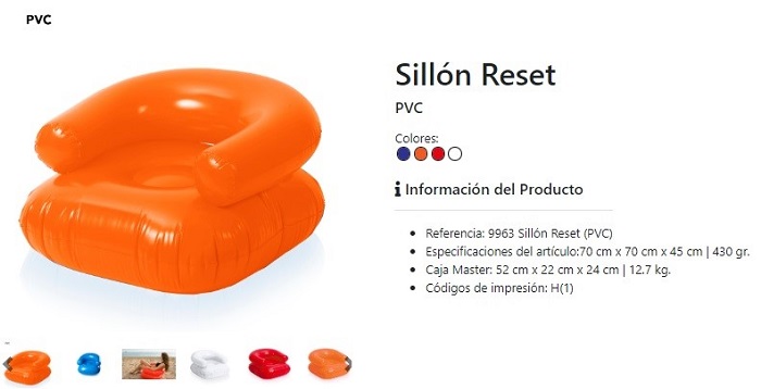 Colchoneta personalizada en forma de sillón