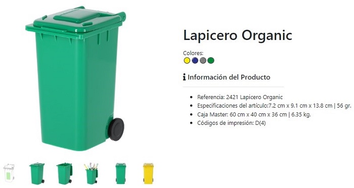 Lapiceros en forma de contenedor